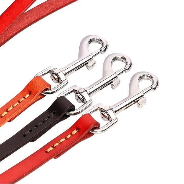 Genuine Leather Pet Collar plus Leash Set