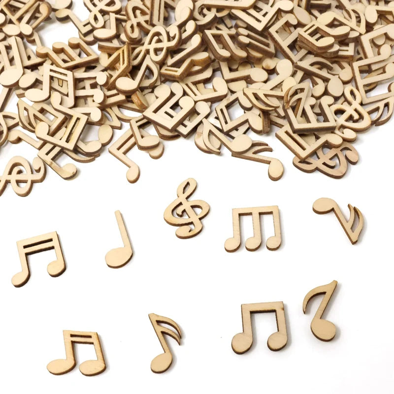 100pcs/pack 15mm Musical Note Wooden Slices for DIY Crafts Supplies, Home Decoration, Board Games, Early Childhood Education