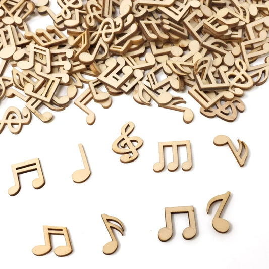 100pcs/pack 15mm Musical Note Craft Wood Shapes