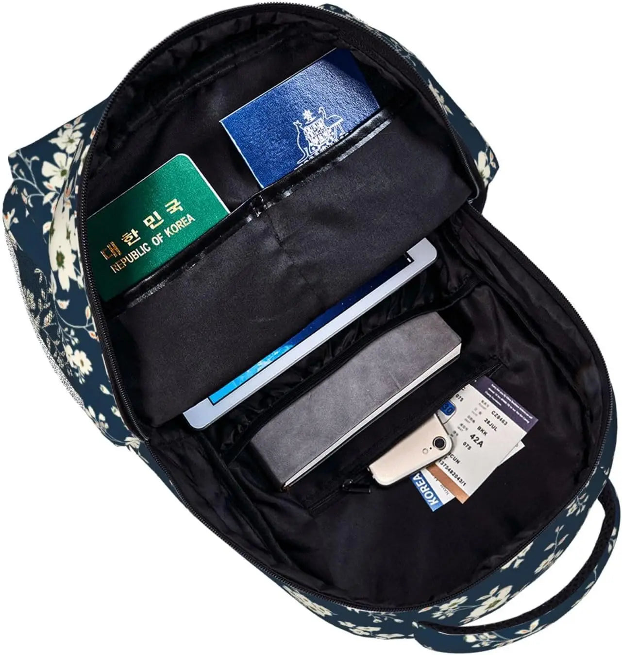 Cute Flowers on Blue Background Lightweight Laptop Backpack for Women Men College Bookbag Casual Daypack Travel Bag