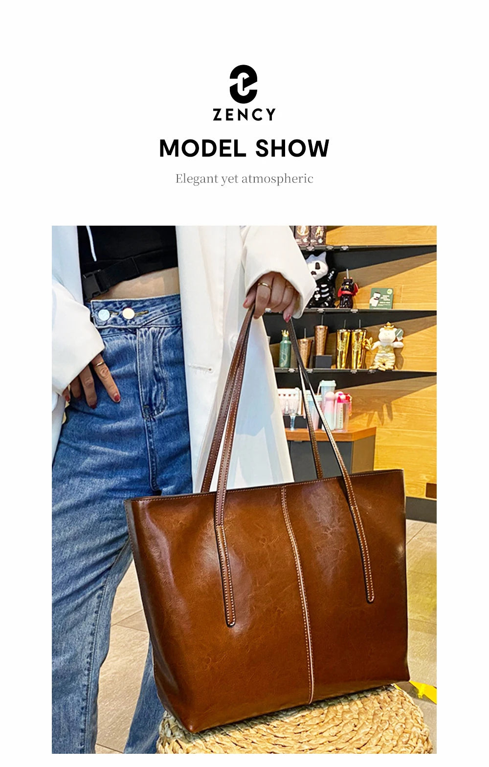 2025 New Coffee Women Handbag 100% Genuine Leather Ladies Shoulder Purse Ladies Black Tote Bag Large Capacity Shopper Bags Brown