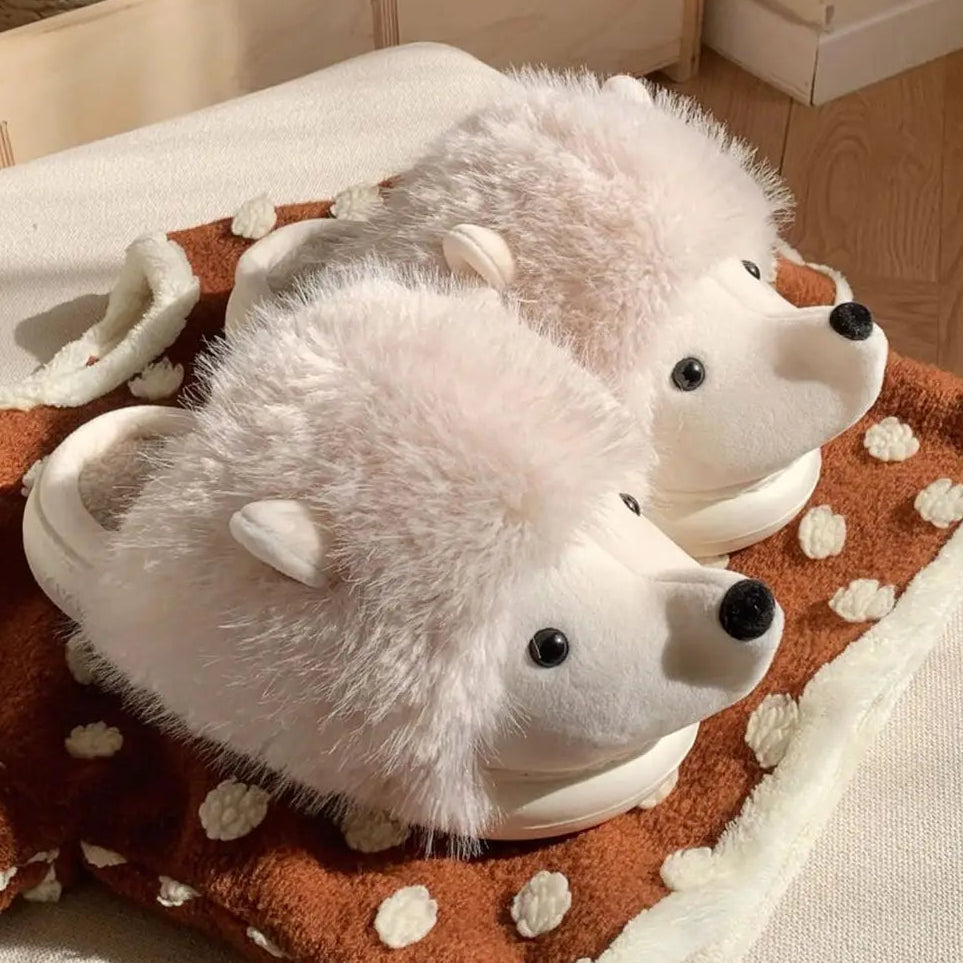 Fuzzy Hedgehog Soft and Warm Slip-on House Shoes, Slippers
