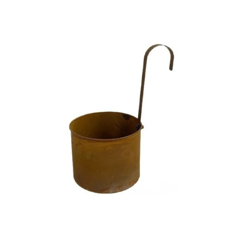 Handcrafted Wall Hanging Flower Bucket Antique Styles Rusted Iron Hanging Flowerpot Weather-Resistant Unique Metal Plant Hangers