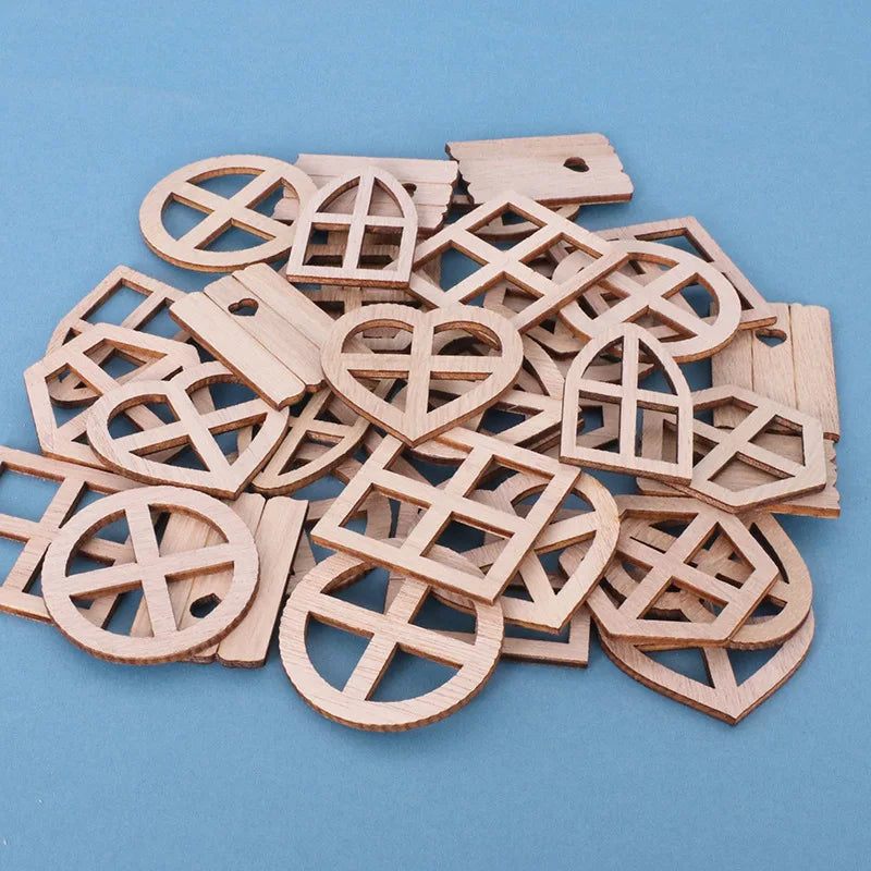 25pcs Doll House Windows Doors Craft Kit Fairy Door Windows Wood, DIY Miniature Garden Doors Window Fairy House Accessories
