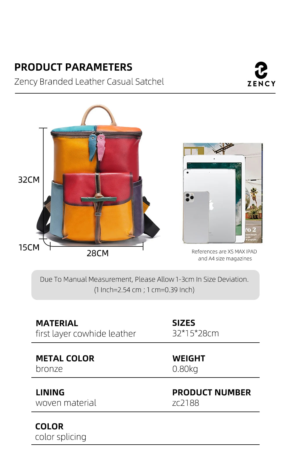 Zency Women's Soft Cow Leather Backpack Large Capacity Rucksack Knapsack New 2024 Fashion Designer Bookbags Back Pack PurseBolsa