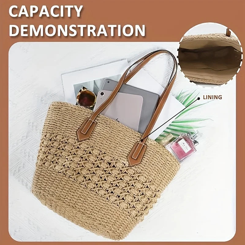 New Bohemia Women's Shoulder Bags Large Capacity Summer Basket Straw Bag For Women Travel Beach Bag