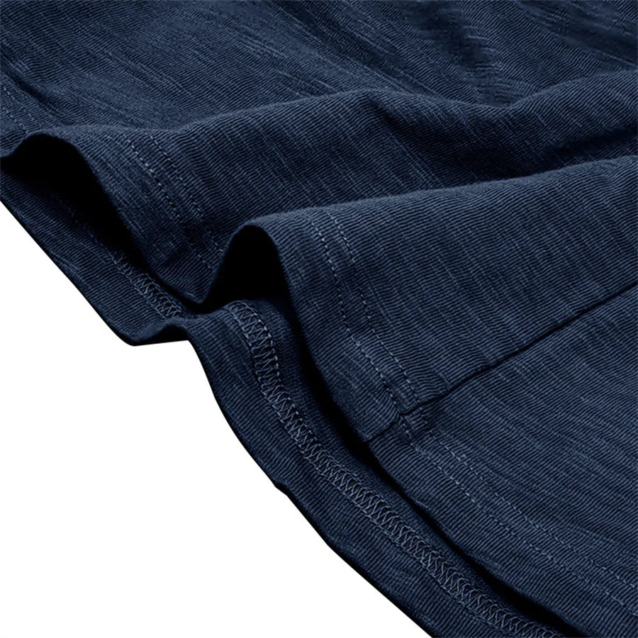 Men's 100% Cotton Henley T-Shirt Quality Long Sleeve Basic T Shirt