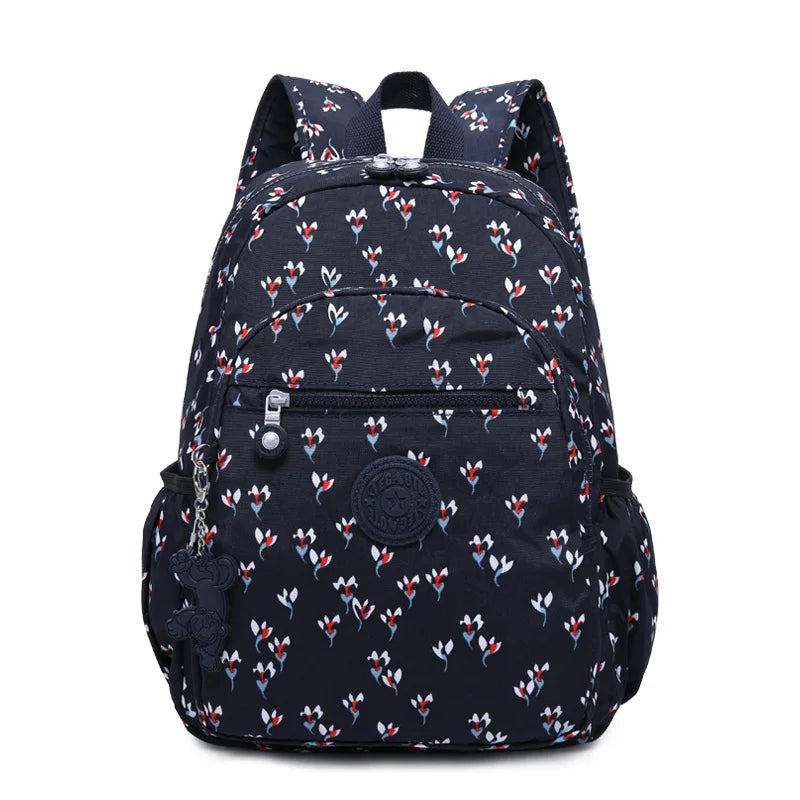 TEGAOTE High Quality Nylon Flower Pattern Fashion Casual A4 Girl Boy Women Men Schoolbag Backpack Lightweight Travel Bag M1318