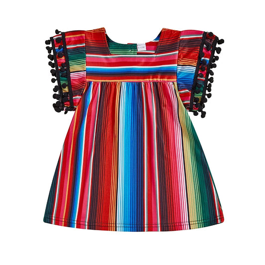 Southwest Serape Stripe Baby & Toddler Dress – Colorful Boho Fiesta & Easter Outfit