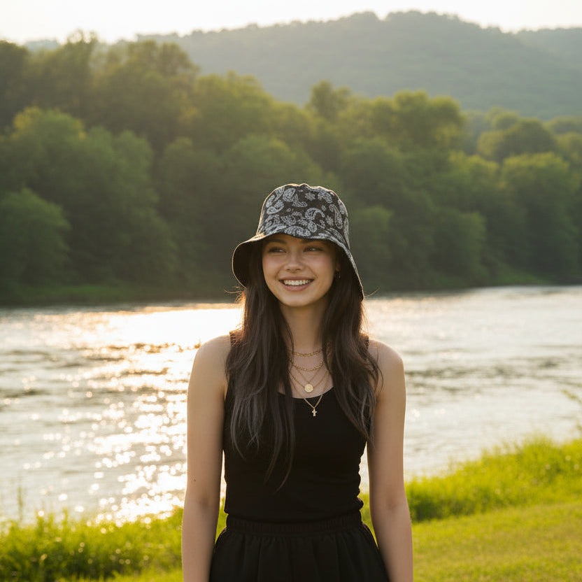 Bandanna Print Bucket Hat, Country-style Sun Hat