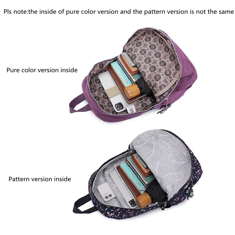 TEGAOTE High Quality Nylon Flower Pattern Fashion Casual A4 Girl Boy Women Men Schoolbag Backpack Lightweight Travel Bag M1318