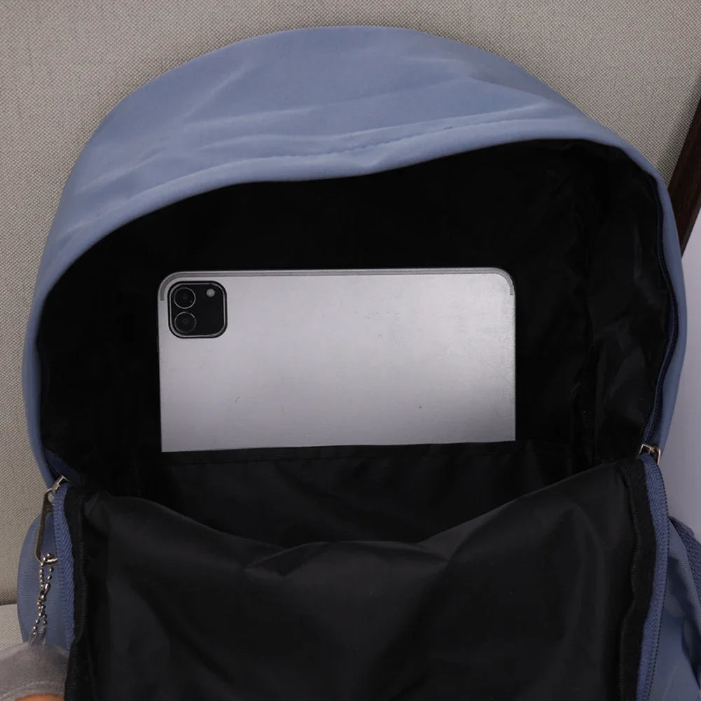 Preppy Solid Color Shoulder Bag Nylon School Knapsack Korean Teenager White School Bag Sports Travel Backpack for Women