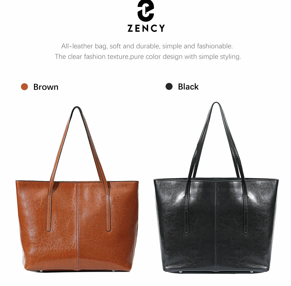 2025 New Coffee Women Handbag 100% Genuine Leather Ladies Shoulder Purse Ladies Black Tote Bag Large Capacity Shopper Bags Brown