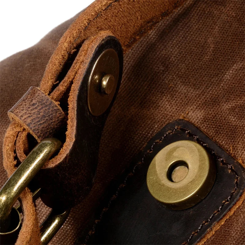 Nesitu Vintage A4 Genuine Leather Wax Canvas Women Backpacks for Men Laptop Daypacks Waterproof Rucksacks Large Travel Bag M6105