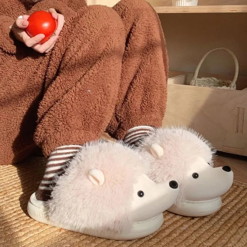 Fuzzy Hedgehog Soft and Warm Slip-on House Shoes, Slippers