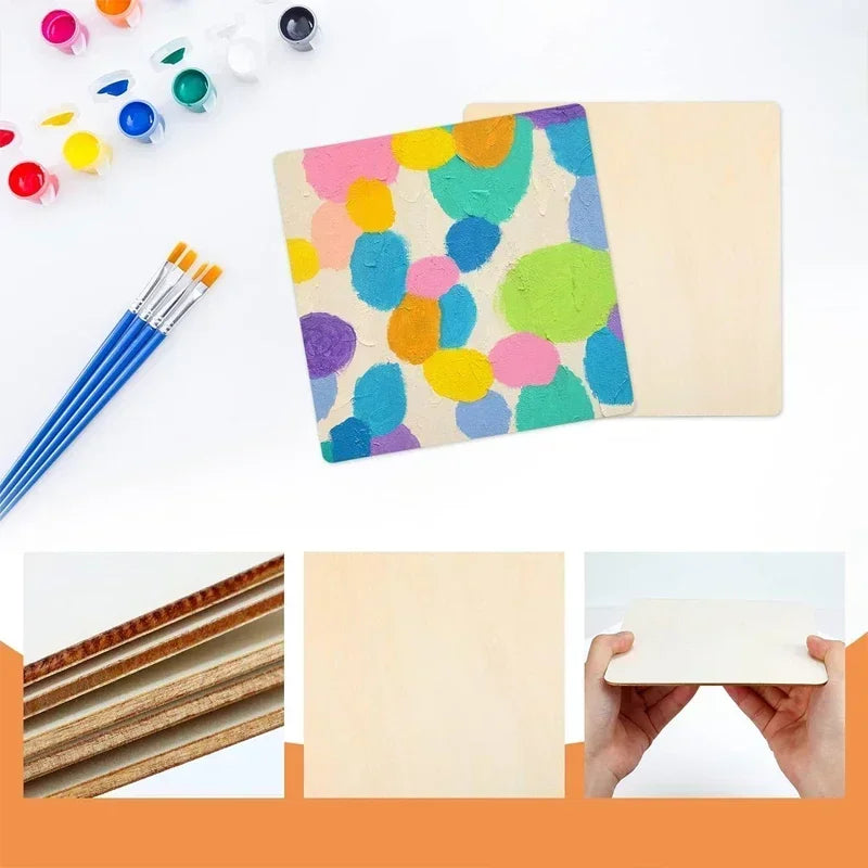 50/100pcs 8/10cm Wood Squares for Crafts Unfinished Wooden Square Cutouts Blank Wood Pieces for DIY Craft, Painting, Staining