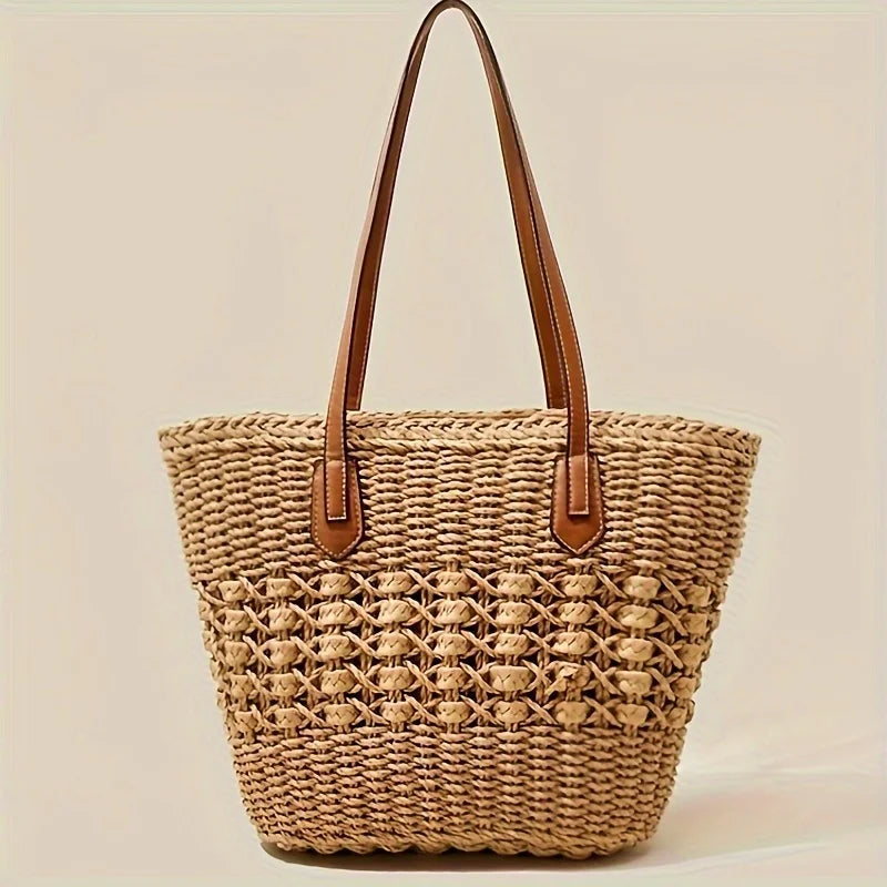 New Bohemia Women's Shoulder Bags Large Capacity Summer Basket Straw Bag For Women Travel Beach Bag