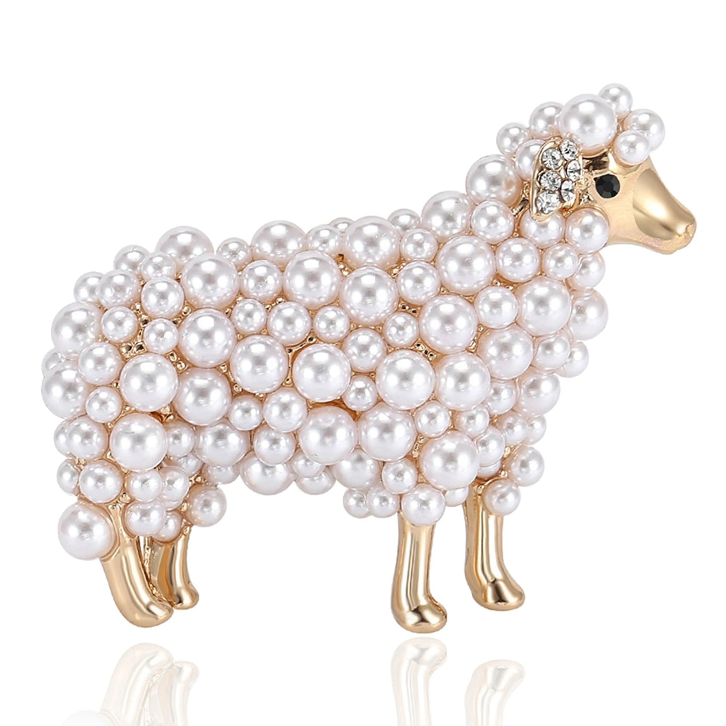 Rhinestone Sheep Brooch – Vintage-Inspired Farm Animal Pin