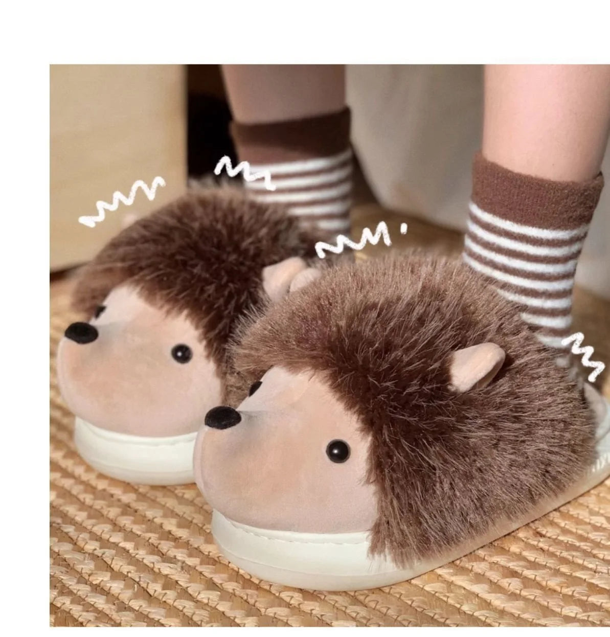 Fuzzy Hedgehog Soft and Warm Slip-on House Shoes, Slippers
