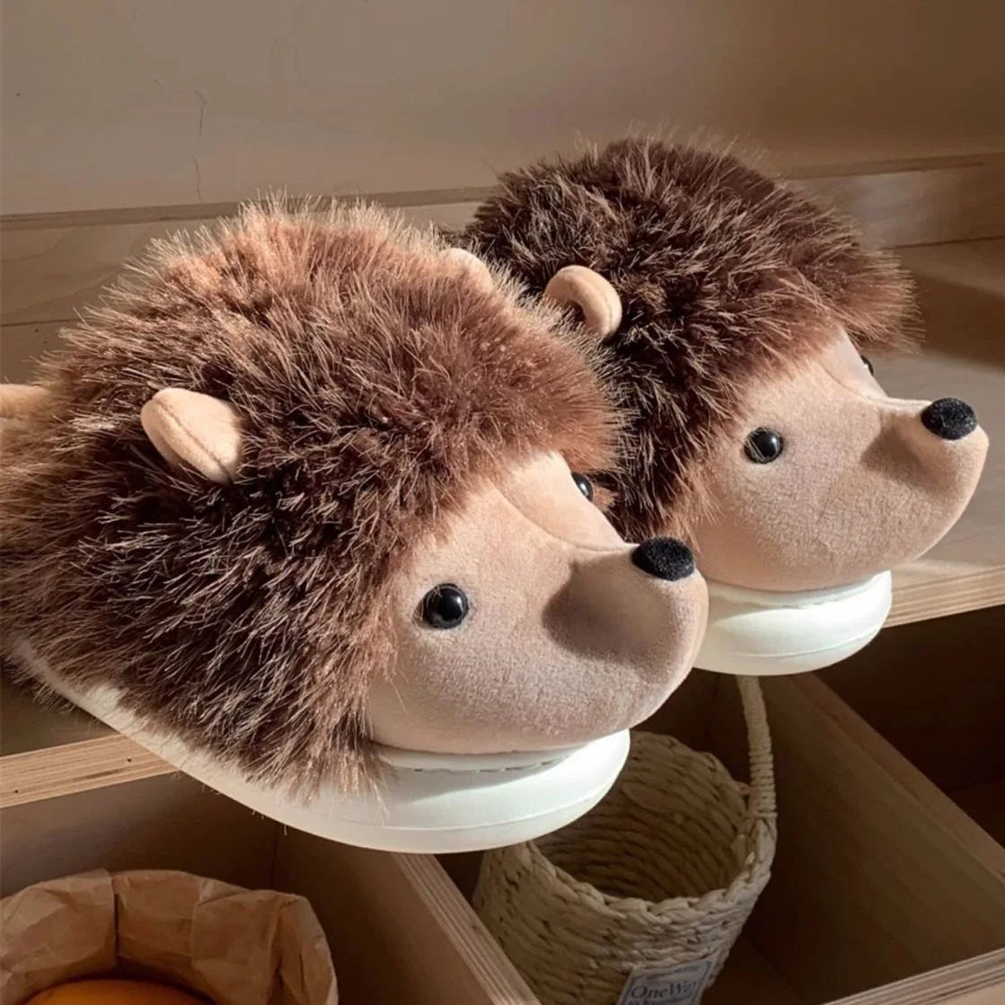 Fuzzy Hedgehog Soft and Warm Slip-on House Shoes, Slippers
