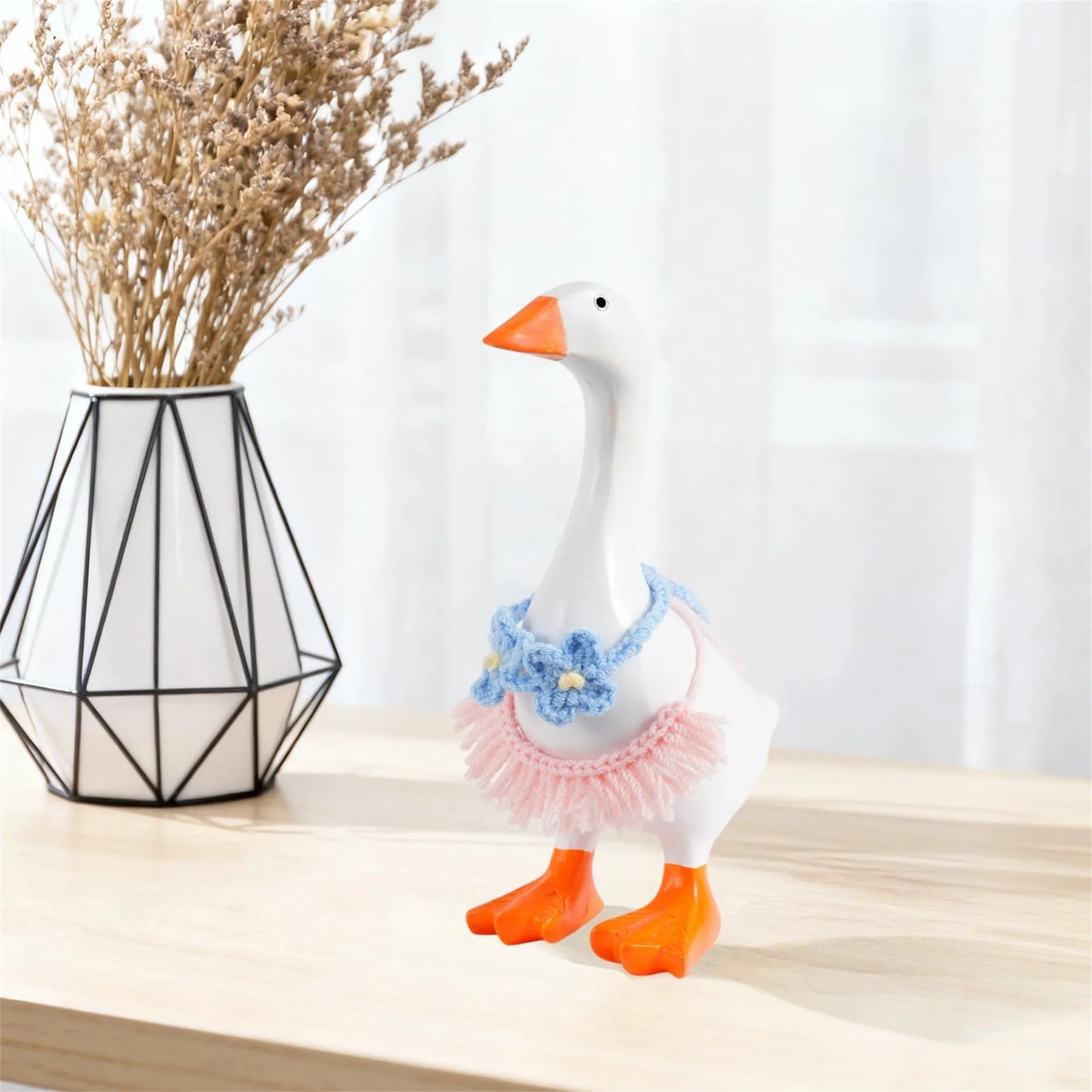 Desk Goose Clothes 7 Inches, Cute Mini Goose Summer Outfits Including Hat Dress and Bag Desk Goose Accessories