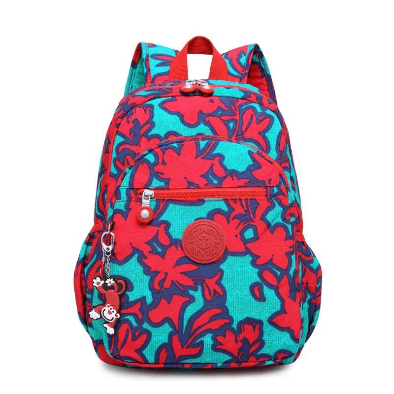 TEGAOTE High Quality Nylon Flower Pattern Fashion Casual A4 Girl Boy Women Men Schoolbag Backpack Lightweight Travel Bag M1318