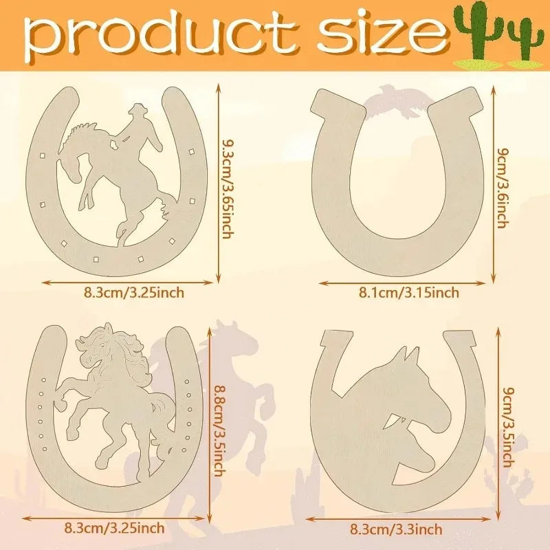 24pcs Wooden Horseshoes Cutout for Crafts DIY Unfinished Wood Horseshoes Christmas Cowboy Decor Western Party Decor Crafts