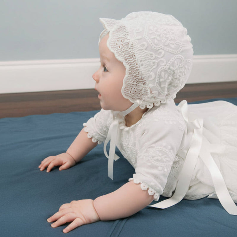 White Infant Short-sleeved Christening/Baptism Dress