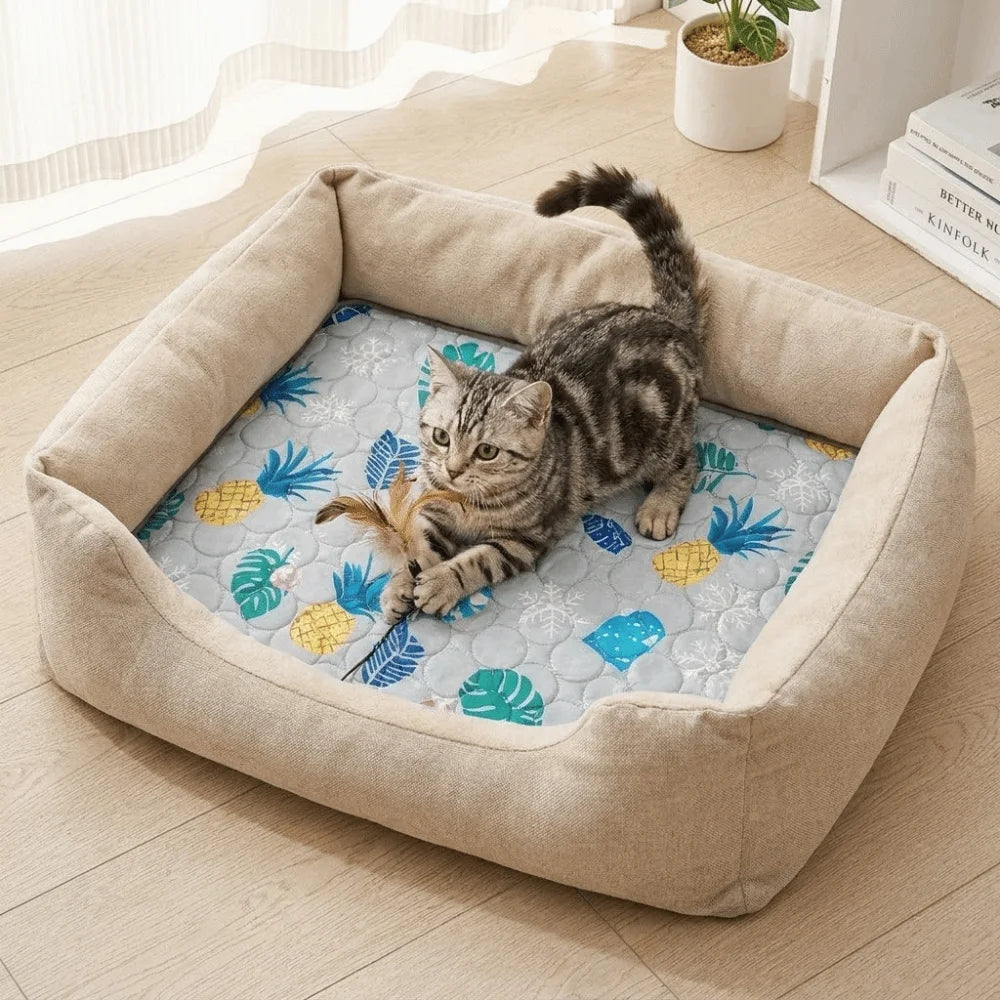 Cat Cold Bed Breathable Dog Cooling Pad Nonslip Comfortable Ice Cushion Soft Ice Silk Pad Dog Sleeping Mat Kennel