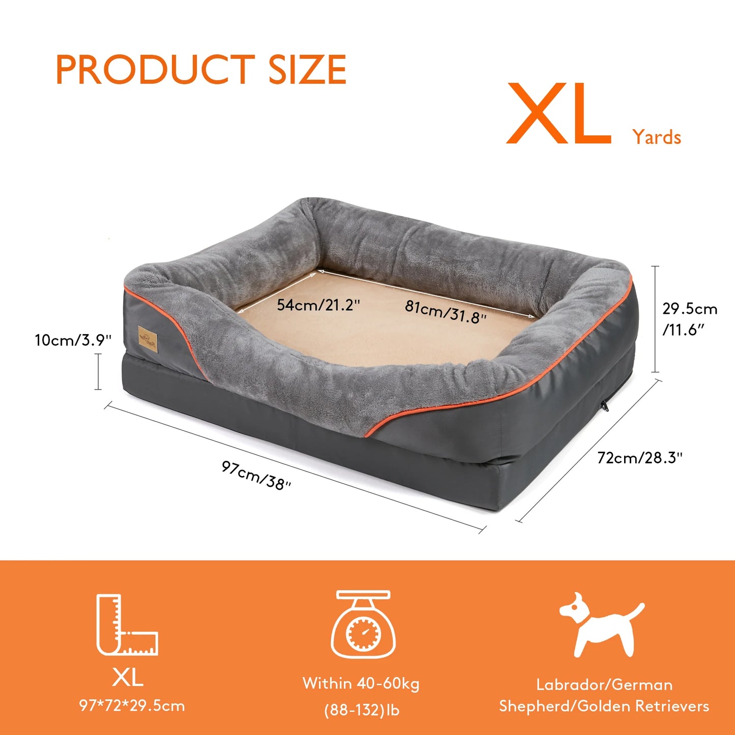 Cozy Large Dog Bed – Waterproof Fleece Pet Bed with Washable Cover for Big Dogs