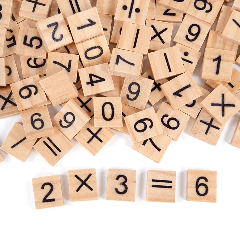 100Pcs Wood Letter Tiles Alphabet Word Game Pieces, Number Tiles for Crafts, Education, Home School