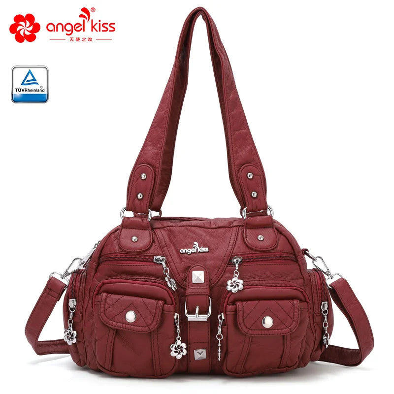 Angelkiss Women Handbags Satchel Top-handle Handbag PU Shoulder Bag Dumpling Pack Give Gifts Shoulder Bags Phone Money Pack