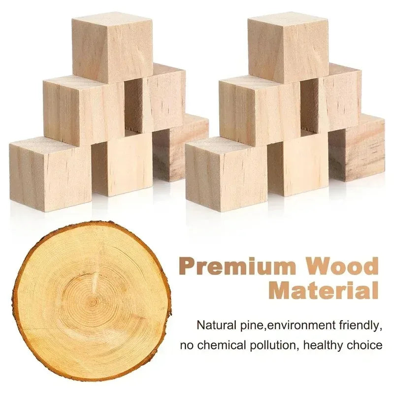 Unfinished Wood Blocks for Crafts, Wood Cubes for Crafts, Decorations