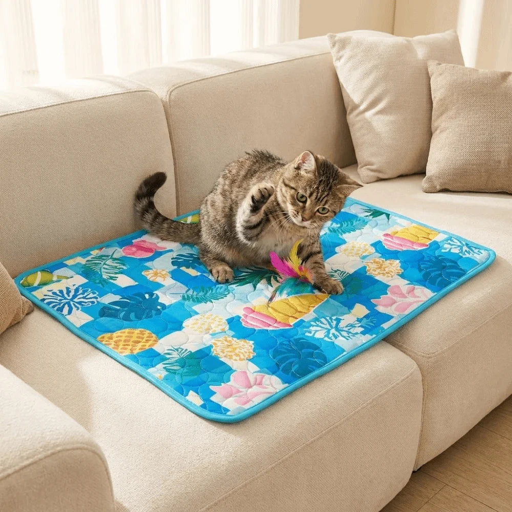 Cat Cold Bed Breathable Dog Cooling Pad Nonslip Comfortable Ice Cushion Soft Ice Silk Pad Dog Sleeping Mat Kennel