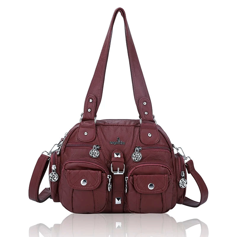 Angelkiss Women Handbags Satchel Top-handle Handbag PU Shoulder Bag Dumpling Pack Give Gifts Shoulder Bags Phone Money Pack