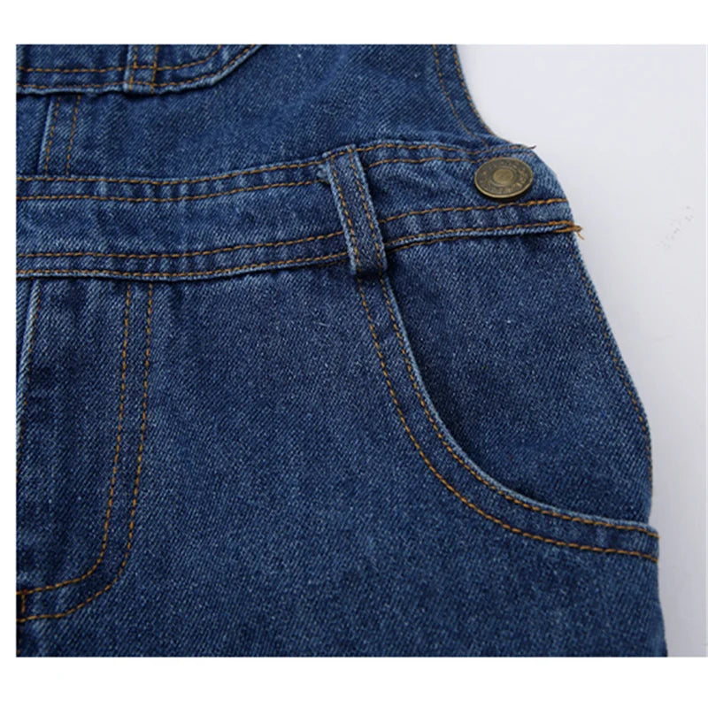Kids Classic Denim Overalls – Unisex Straight Leg Jeans Dungarees for Boys & Girls (Ages 7–13)