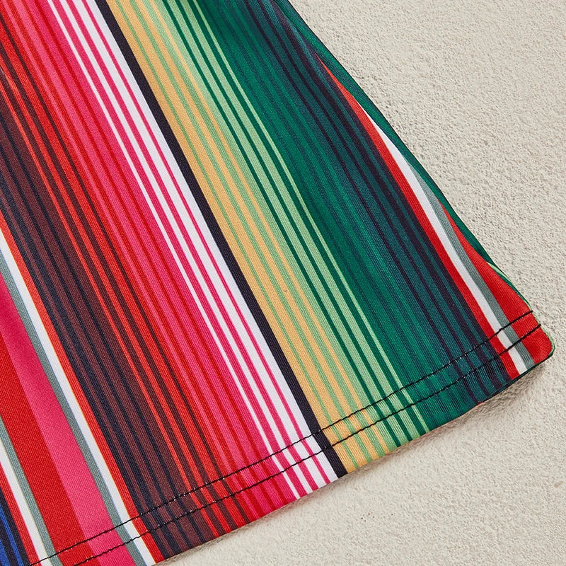 Southwest Serape Stripe Baby & Toddler Dress – Colorful Boho Fiesta & Easter Outfit