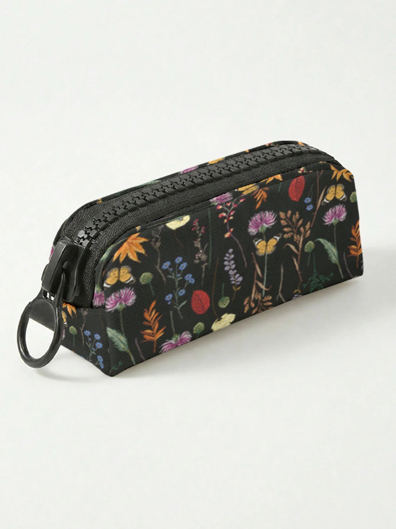1 piece, large zipper wildflower pattern printed makeup bag, large zipper stationery pencil case, suitable for school supplies