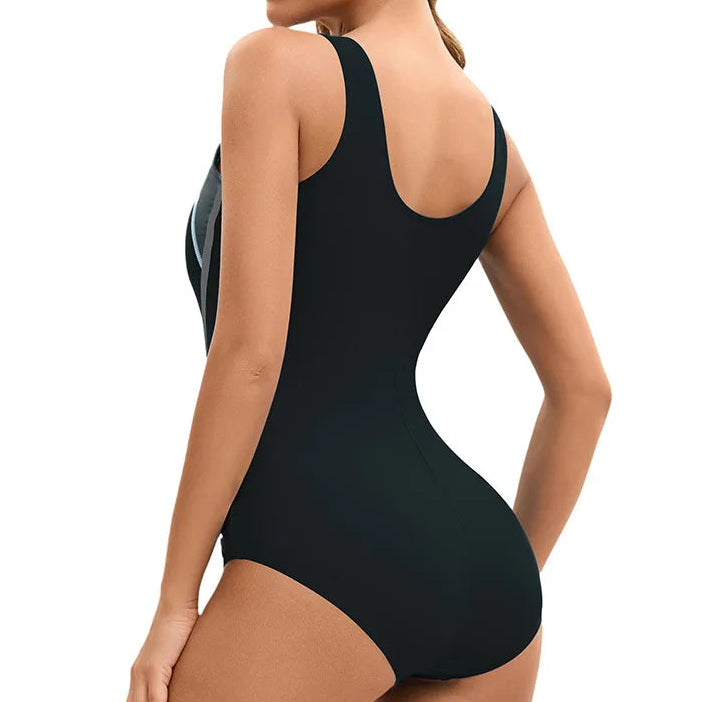 Women's One Piece Color Block Racerback Swimsuit