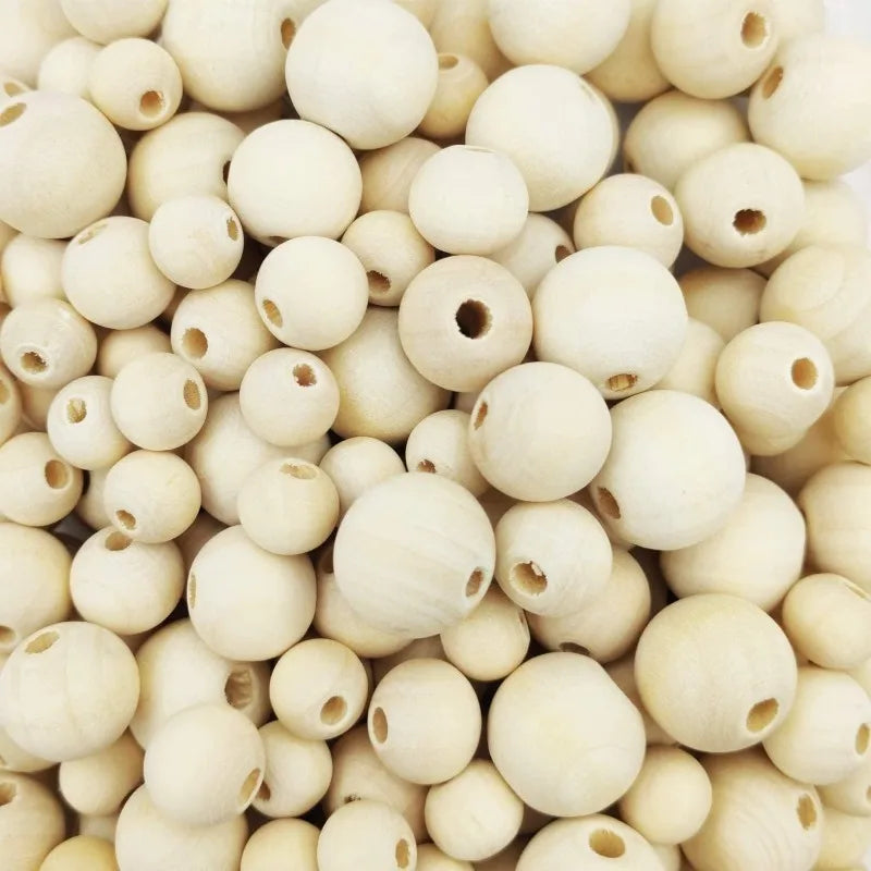 100pcs Wooden Beads for Crafts Unfinished Natural Wood Bead for Garland Macrame Jewelry Making DIY Farmhouse Decor