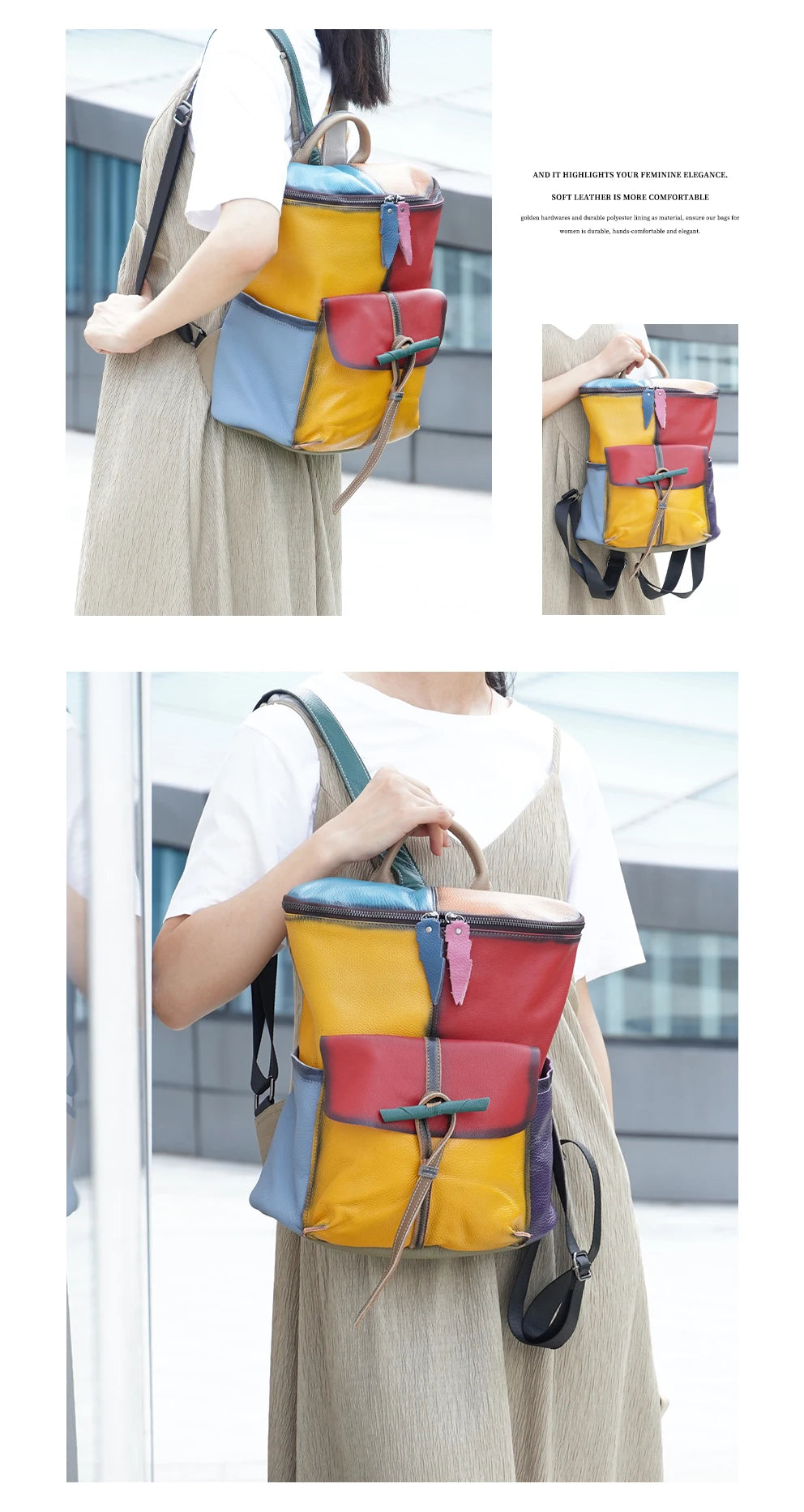 Zency Women's Soft Cow Leather Backpack Large Capacity Rucksack Knapsack New 2024 Fashion Designer Bookbags Back Pack PurseBolsa