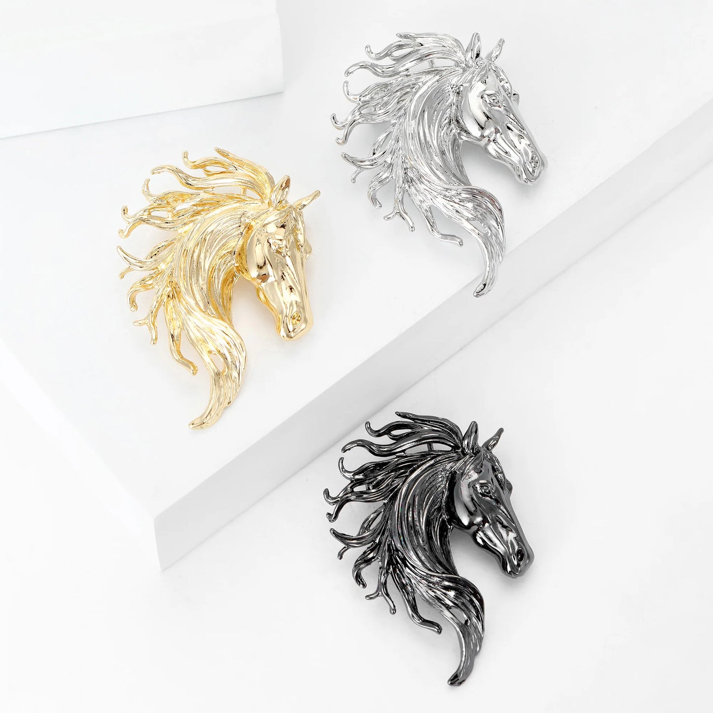 Shining Horse Head Brooch