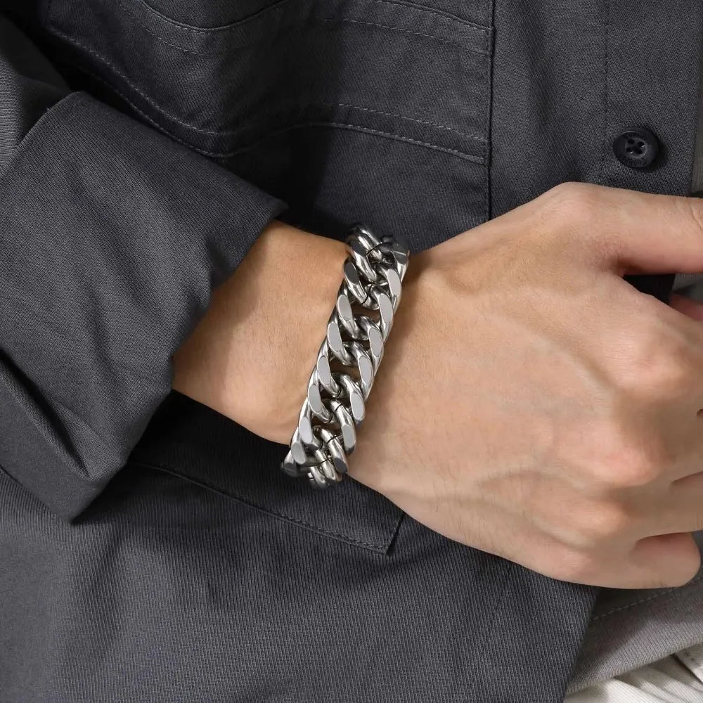 Men’s Stainless Steel Chain Bracelet – Classic Linked Design
