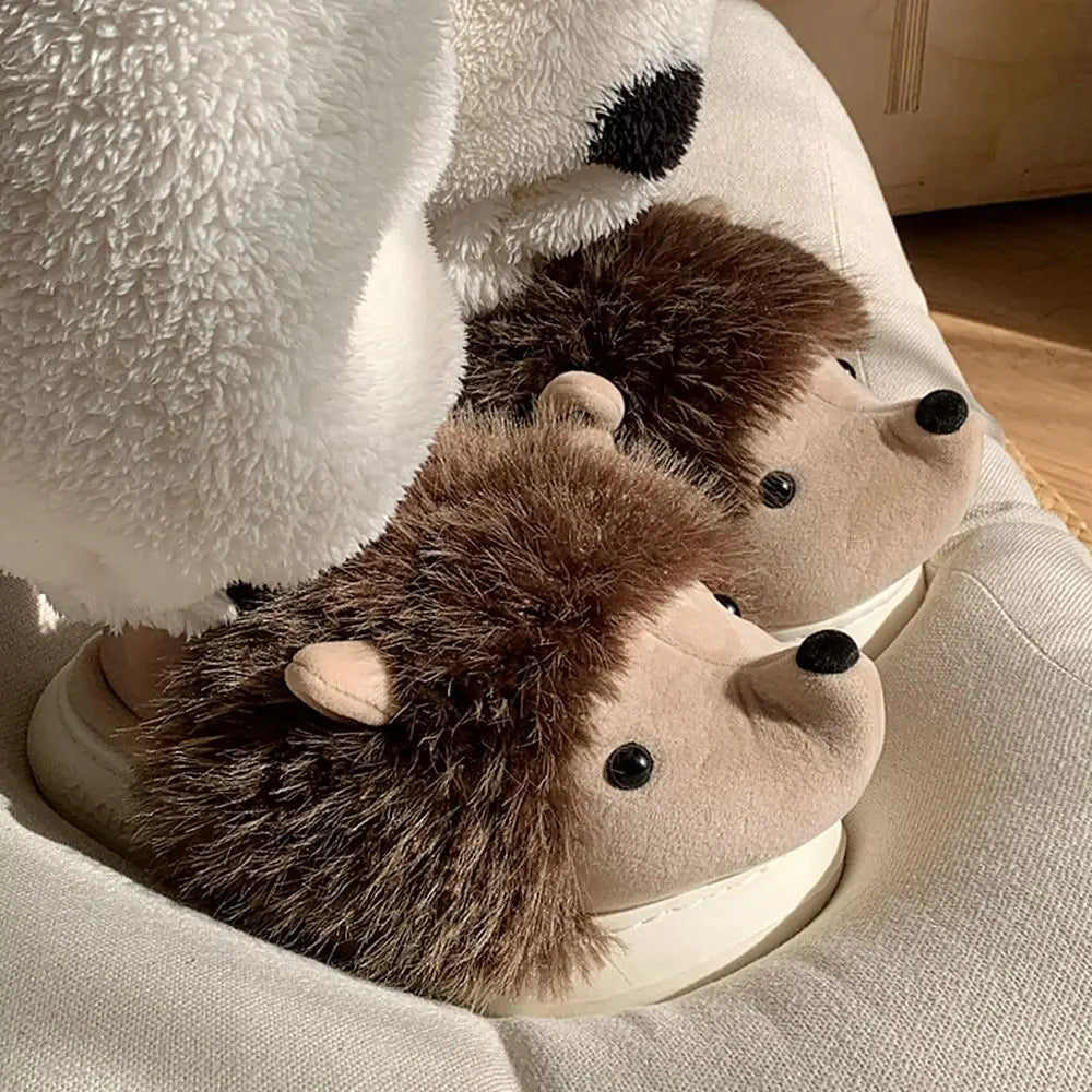 Fuzzy Hedgehog Soft and Warm Slip-on House Shoes, Slippers