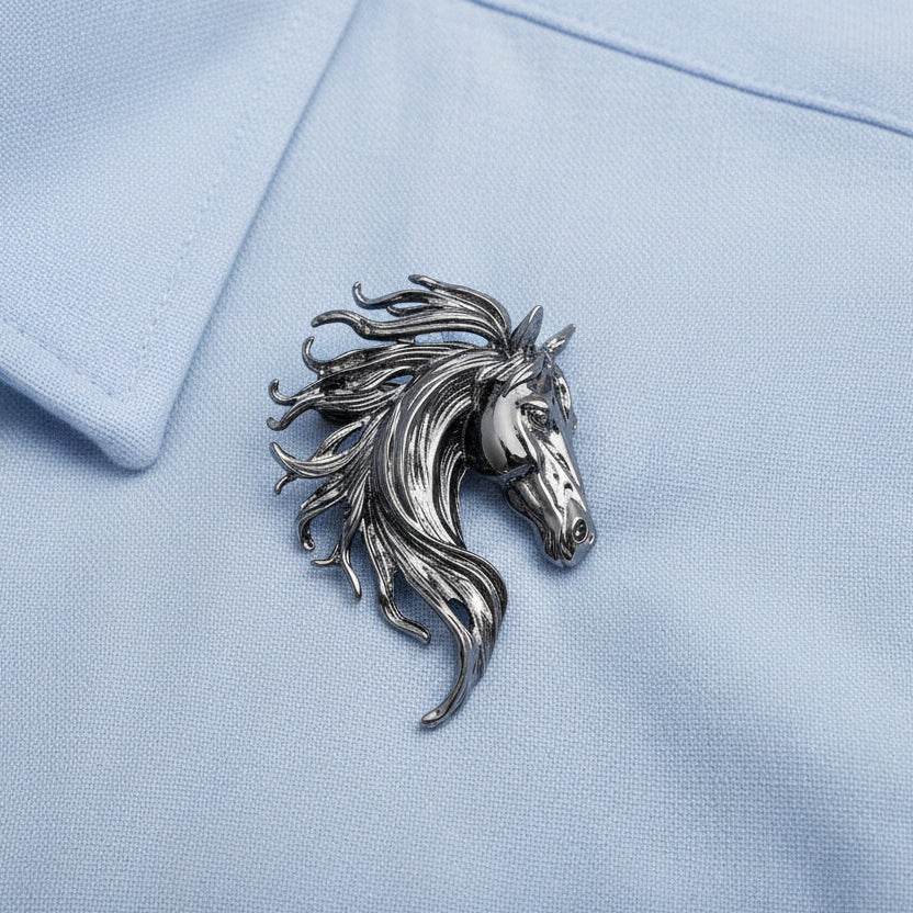 Shining Horse Head Brooch