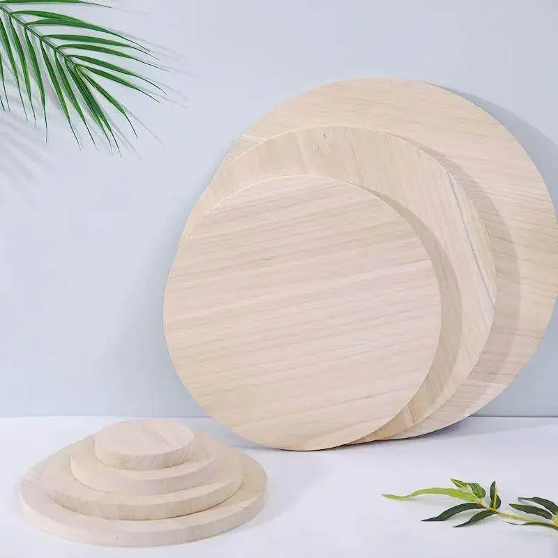 1/3Pcs Dia 50-500mm Unfinished Solid Wood Round Wooden Board DIY Material Handmade Round Wooden Carving Board Thick 0.5cm-2.5cm