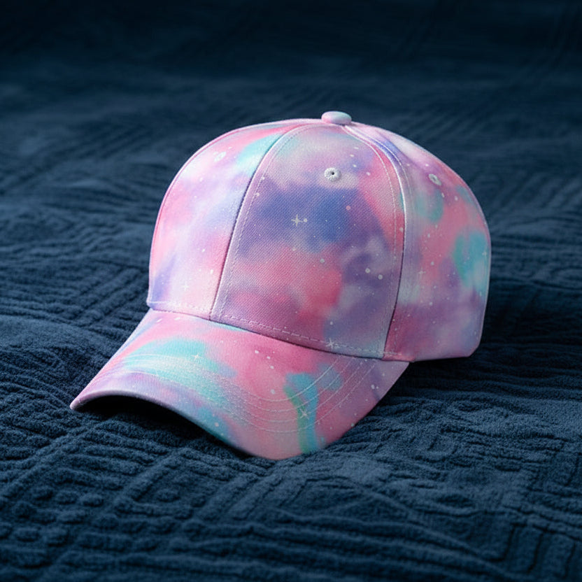 Child's Sherbet Colors Tie-dye w Starry Sprinkles Print Adjustable Baseball Cap
