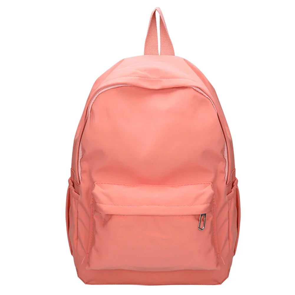 Preppy Solid Color Shoulder Bag Nylon School Knapsack Korean Teenager White School Bag Sports Travel Backpack for Women