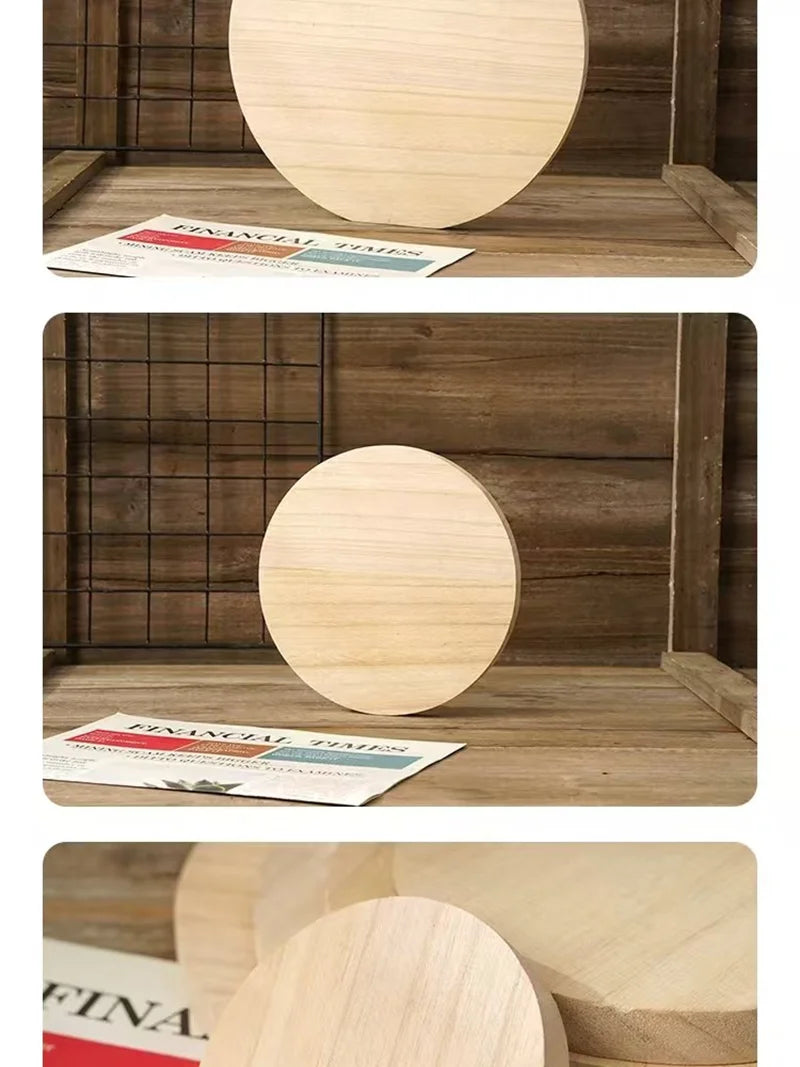 1/3Pcs Dia 50-500mm Unfinished Solid Wood Round Wooden Board DIY Material Handmade Round Wooden Carving Board Thick 0.5cm-2.5cm