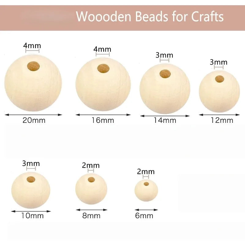 100pcs Wooden Beads for Crafts Unfinished Natural Wood Bead for Garland Macrame Jewelry Making DIY Farmhouse Decor